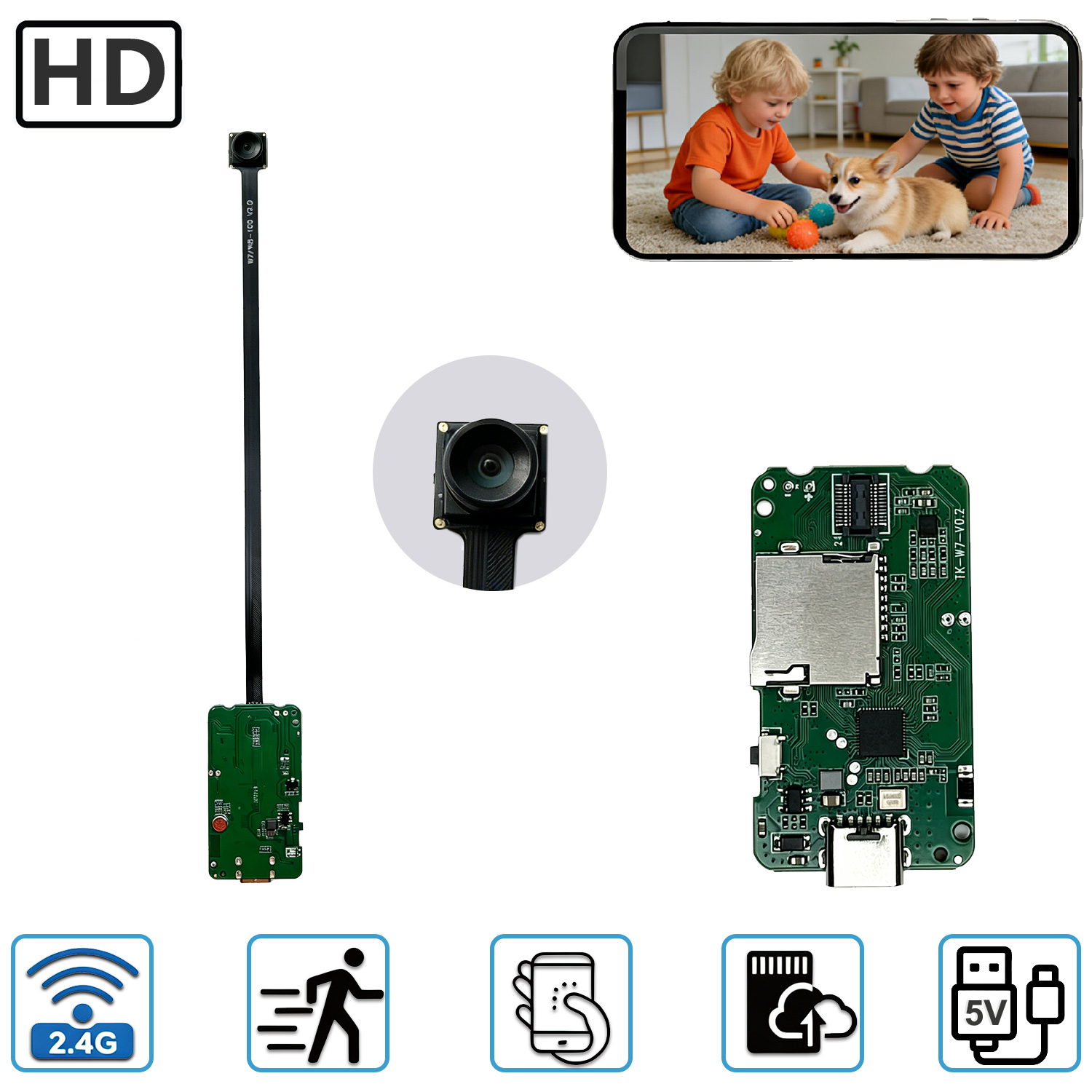 Home Security Recorder - Mini Compact Home Security Camera PCBA