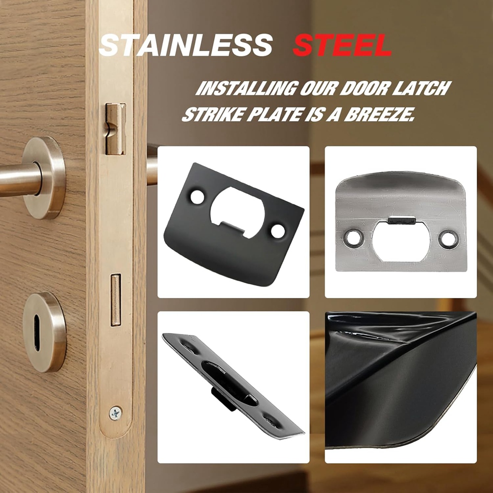 Door Reinforcer Kit - AT51-12 PCS Door Strike Plate, Black