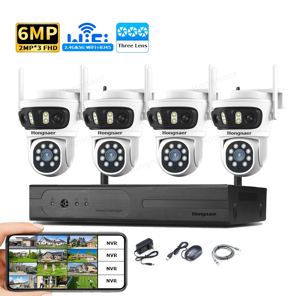 Home Security With Camera - 2026 Hongnaer 6MP 4CH 3 Lens