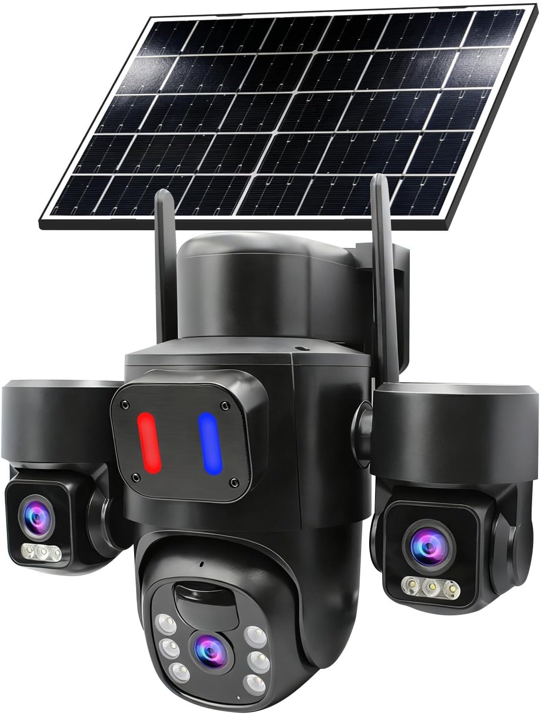 Home Security No Monthly Fee - Outdoor Solar Security Camera with Triple-Lens