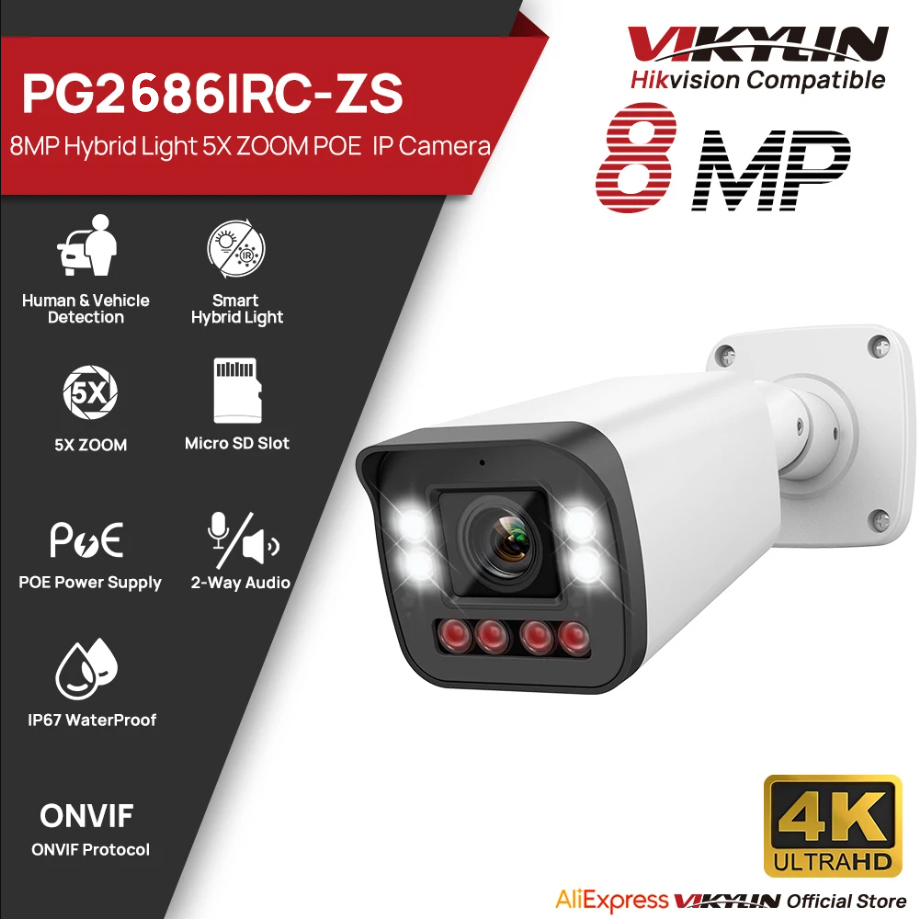 VIKYLIN 8MP 5X Zoom Bullet IP  - огляд і ціна Home Security Hikvision