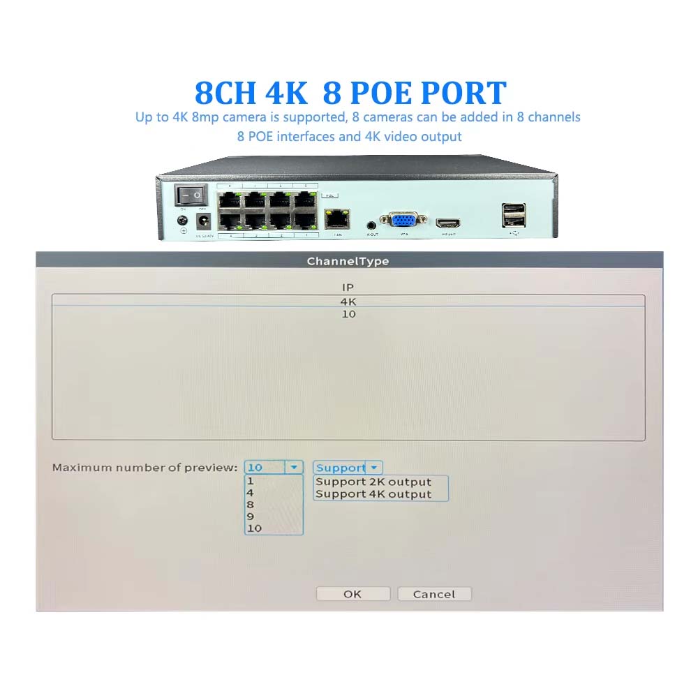 4K 10CH NVR 4/8Port POE For 8M - огляд і ціна Home Security With Camera